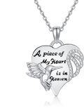 wholesale 925 Sterling Silver Angel Wings Memorial Necklace - Heart Pendant with Sympathy Gift-0-0