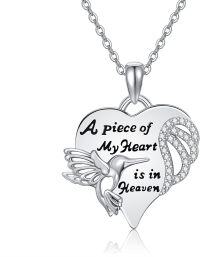 wholesale 925 Sterling Silver Angel Wings Memorial Necklace - Heart Pendant with Sympathy Gift-A Piece of My Heart is in Heaven
