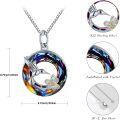 wholesale 925 Sterling Silver Multicolor Crystal Hummingbird Flower Pendant Necklace for Women-0-5