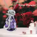 TOUPOP Sterling Silver Rose Crystal Birthstone Necklace, 18+2 Inch-0-1