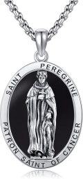 wholesale 925 Sterling Silver Saint Peregrine Pendant with Abalone Shell and Chain - Catholic Patron of Cancer Protection Jewelry for Women & Men -0-5