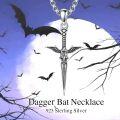 wholesale 925 Sterling Silver Winged Sword Cross Pendant Necklace  for Men Women  47cm Chain Length-0-2