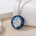 wholesale 925 Sterling Silver Blue Crystal Lion Head Pendant Necklace-0-2
