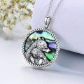 wholesale 925 Sterling Silver Abalone Shell Wolf Head Pendant Necklace s for Women-0-2
