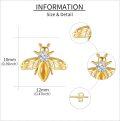 wholesale 14K Gold Honeybee Stud Earrings with Cubic Zirconia Minimalist Animal Jewelry for Women and Girls-0-2