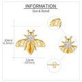 wholesale 14k Gold Honey Bee Amber Stud Earrings For Women-0-2