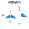 wholesale 925 Sterling Silver Blue Opal Whale Tail Pendant Necklace for Women Girls  45cm Chain Length-0-4