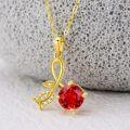 wholesale 14K Gold Red Crystal Flower Pendant Necklace 17 Chain s for Her-0-4