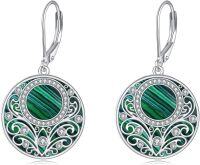 wholesale 925 Sterling Silver Celtic Teardrop Filigree Earrings Jewelry Gifts for Women-Malachite Filigree Earrings