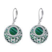 wholesale 925 Sterling Silver Celtic Teardrop Filigree Earrings Jewelry Gifts for Women-Malachite Filigree Earrings