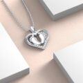 wholesale 925 Sterling Silver Footprint Heart Pendant Necklace-0-2