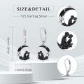 wholesale 925 Sterling Silver Crescent Moon Black Rose Skeletons Leverback Drop Earrings-0-1