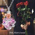 wholesale 925 Sterling Silver Purple Crystal Love Heart Keepsake Pendant with Rose and Leaves-0-15