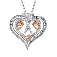 wholesale 925 Sterling Silver Rose Pendant Necklace A Z Initial Letter Heart Jewelry for Women Valentine Mother s Day Birthday Gifts for Her-Letter A