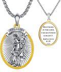wholesale 925 Sterling Silver St Florian Pendant Necklace with Bible Verse Protection Gift for Men Women-0-0