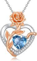 wholesale  Sterling Silver Rose Quartz Heart Pendant Necklace for Women -0-11