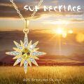 wholesale Sterling Silver Gold Plated Opal Moonstone Birthstone Starburst Necklace for Women-0-5