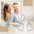 wholesale 925 Sterling Silver Cubic Zirconia Heart Shape Drop Earrings for Women - Hypoallergenic  4cm Long-0-5