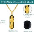 wholesale Gold 925 Sterling Silver Black Onyx Saint Pendant Necklace for Men Women 24 Chain-0-5