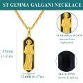 wholesale 925 Sterling Silver Gold Plated Religious Saint Black Onyx Pendant Necklace-0-5
