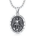 TOUPOP Sterling Silver St Michael Necklace Religious Protection Pendant-0-0
