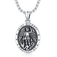 TOUPOP Sterling Silver St Michael Necklace Religious Protection Pendant-undefined