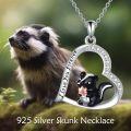 wholesale 925 Sterling Silver Black Skunk in Heart Pendant Necklace for Women Girls Gifts-0-4