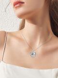 wholesale 925 Sterling Silver 925 Blue Crystal Heart Angel I Love You Projection Necklace Gift for Mom Wife Girlfriend-0-2