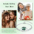 wholesale 925 Sterling Silver Green Crystal Four-Leaf Clover Charm Bracelet for Women Irish Lucky s-0-2