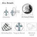 wholesale 925 Sterling Silver Turquoise Stone Cross Winged Studs for Women Men Minimalist Fine  48x36mm-0-4