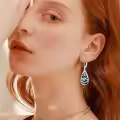 TOUPOP Sterling Silver Gemstone Bohemian Leverback Dangle Teardrop Earrings-0-3