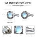 wholesale 925 Sterling Silver Moonstone Round Shape Studs Cufflinks for Men Formal Wear Accessories Gift Set-0-3