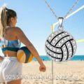 wholesale 925 Sterling Silver Round Crystal Sport Ball Pendant Necklace for Women - Baseball/Basketball/Volleyball s for Sports Lovers-0-4