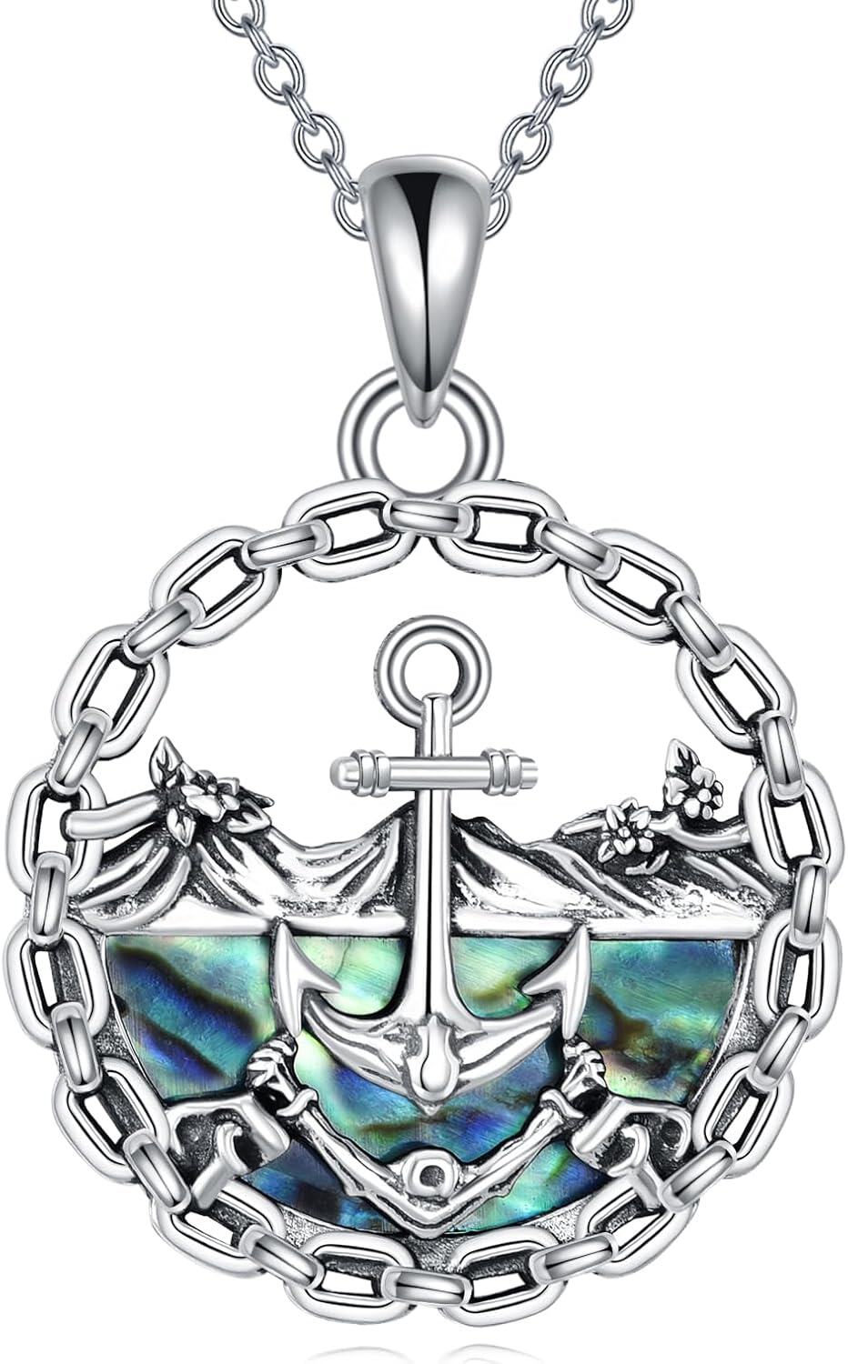 Sterling Silver Anchor Pendant Necklace Jewelry Gift for Women-0-0
