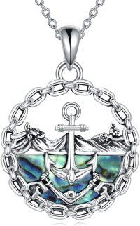 wholesale 925 Sterling Silver Abalone Shell Chain Anchor Pendant Necklace s for Women-Anchor Necklace
