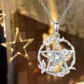 wholesale 925 Sterling Silver Pentagram Star Flower Pendant Necklaces for Women Gothic Witchcraft-0-3