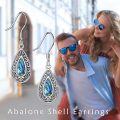 wholesale 925 Sterling Silver Abalone Shell Teardrop Filigree Dangle Earrings for Women-0-3