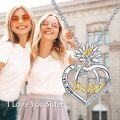 wholesale 925 Sterling Silver Lotus Heart I Love You Sister Pendant Necklaces Gifts for Women-0-1