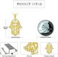 wholesale Gold 925 Sterling Silver Hamsa Necklace with Evil Eye and Star of David Pendant for Women-0-3