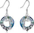 wholesale TOUPOP Panda Necklace For Women Sterling Silver Tree Of Life Panda Animal Dangle Drop Earrings With Blue Circle Crystal For Her Jewelry Birthday Christmas -0-0
