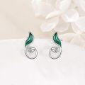 wholesale 925 Sterling Silver Green Leaf and Flower Stud Earrings for Women Girls Minimalist  68 chars-0-2