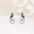 wholesale 925 Sterling Silver Green Leaf and Flower Stud Earrings Wholesale for Women Girls Minimalist  68 chars-0-2