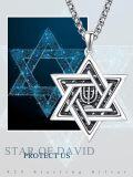 wholesale 925 Sterling Silver Star of David Pendant Necklace with Chain - Jewish s for Men-0-5