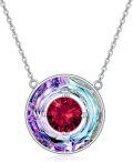 wholesale TOUPOP Christmas Gifts For Mom Women Necklace Sterling Silver Circle Necklaces For Women Crystal Pendant Birthday Mother's Day Jewelry Gifts For Mom Wife Her (b-vitrail Light-01-january-garnet) -0-0