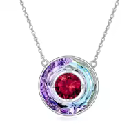 TOUPOP Sterling Silver Ruby Necklace Crystal Pendant for Women-undefined