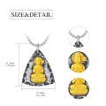 TOUPOP 925 Sterling Silver/14k Gold Plated Stone Buddhist Necklace Amulet-0-1