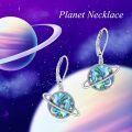 wholesale 925 Sterling Silver Abalone Shell Saturn Planet Leverback Drop Earrings-0-4