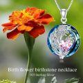 wholesale 925 Sterling Silver Crystal Birth Flower Birthstone Necklace 12 Month Floral Pendant Jewelry Women s Birthday Gift-0-4