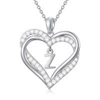 TOUPOP Sterling Silver Heart Initial A-Z Letter Pendant Necklace-undefined