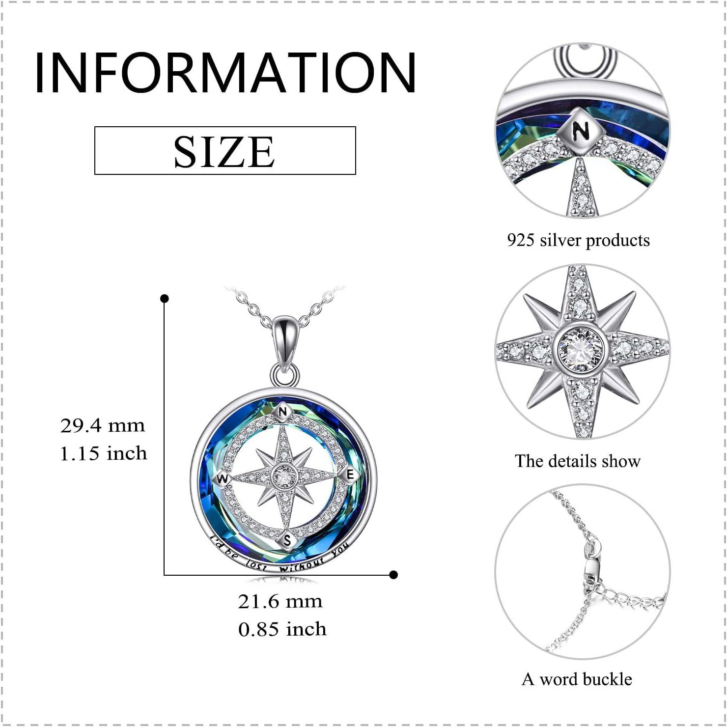 Sterling Silver Crystal Heart Graduation Necklace for Women Girls-0-4